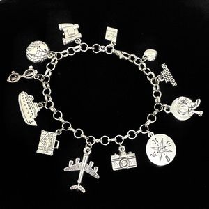 Travel Charm Bracelet Cruise Airplane Bon Voyage Traveler Charms